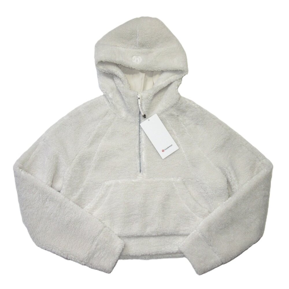 NWT Lululemon Scuba Oversized Half Zip Fleece Hoodie in White Opal XS/S